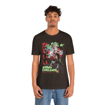Anime Dreams Kawaii Tee — Neon Retro Anime Girl Graphic T-Shirt