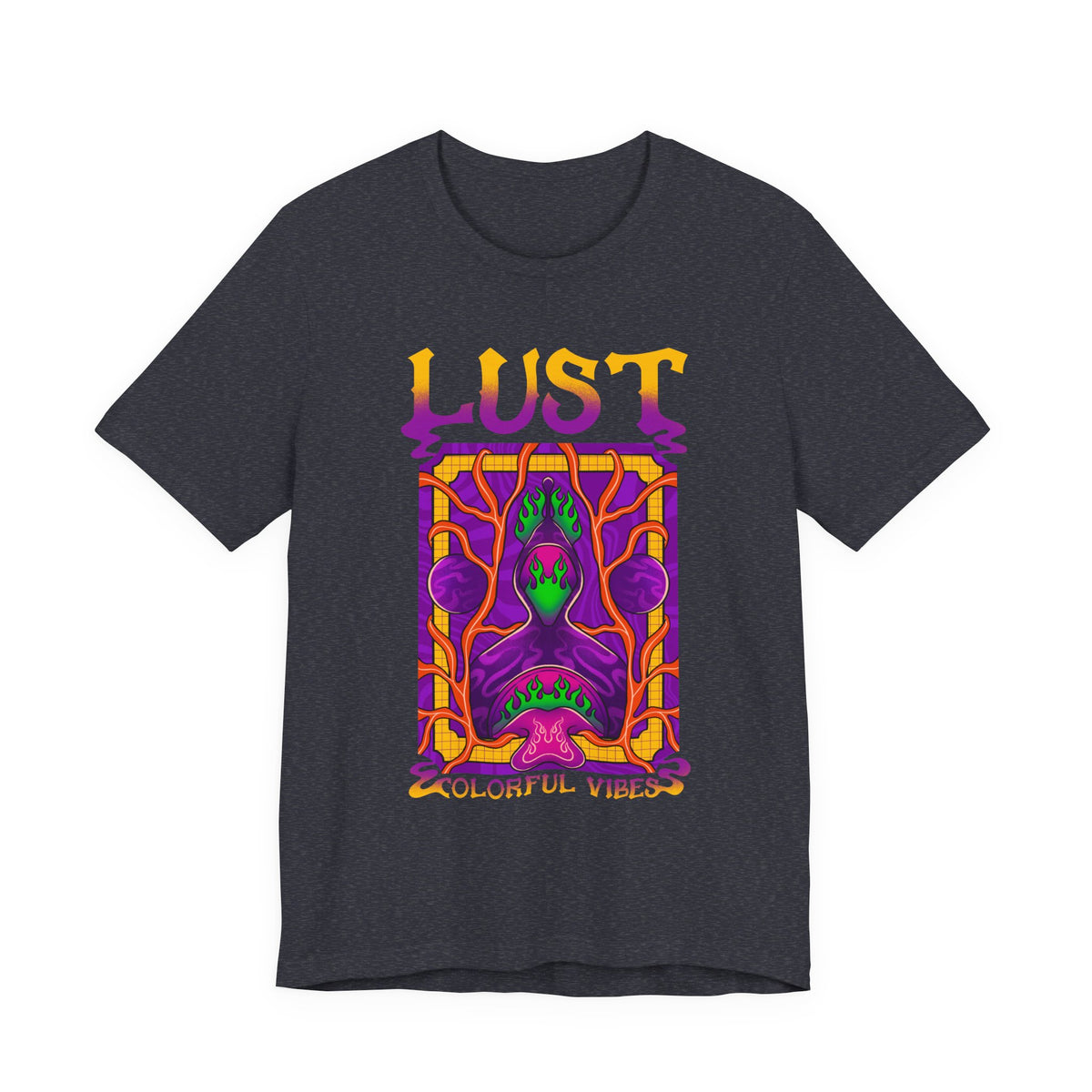 Lust Colorful Vibes Graphic Tee — Psychedelic Tarot-Inspired T-Shirt