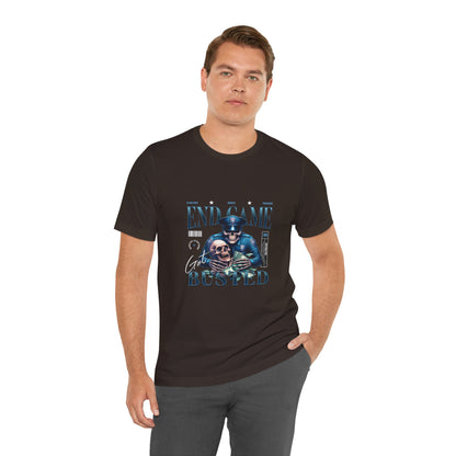 Endgame Got Busted Tee — Police Skull Graphic T-Shirt