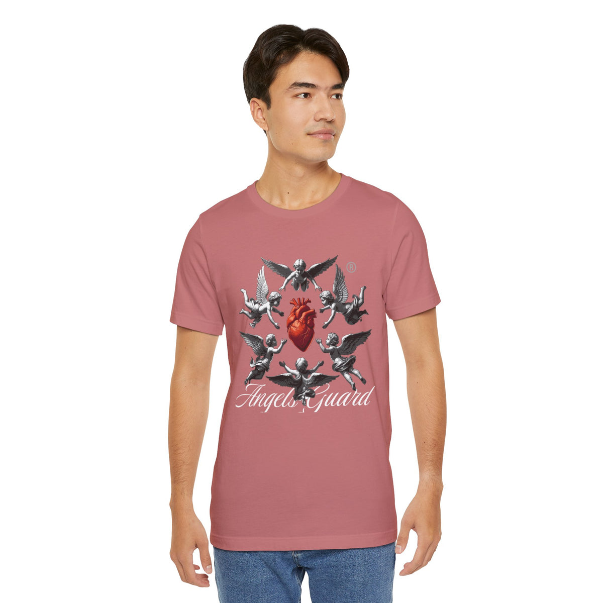 Angel Guard T‑Shirt — Sacred Heart & Cherub Graphic Tee