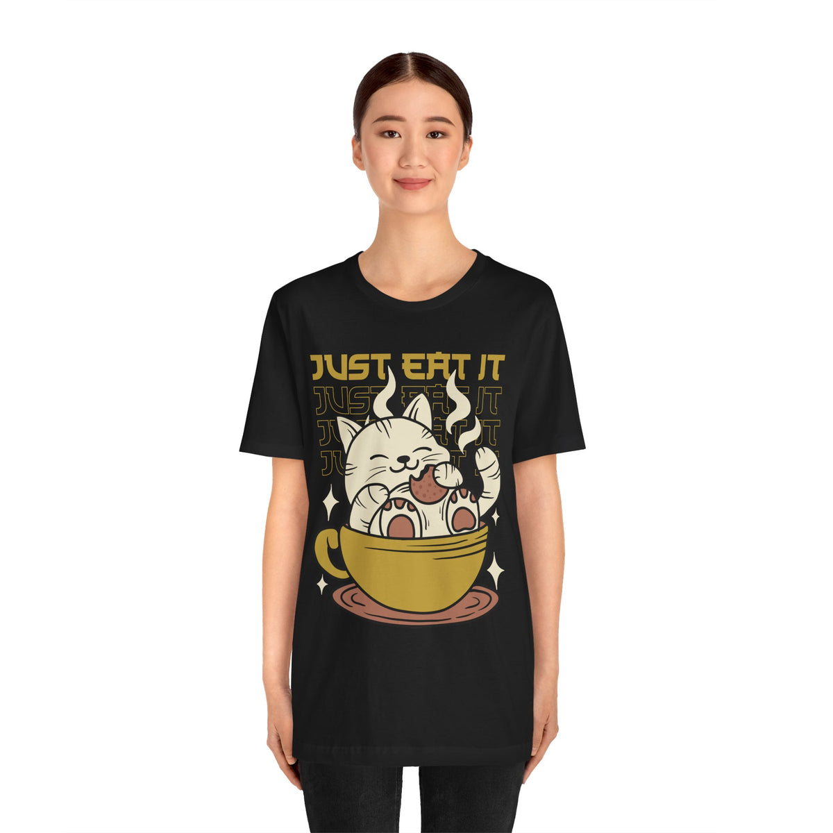 Just Eat It Cat Tee — Cute Kawaii Cat in Tea Cup T-Shirt
