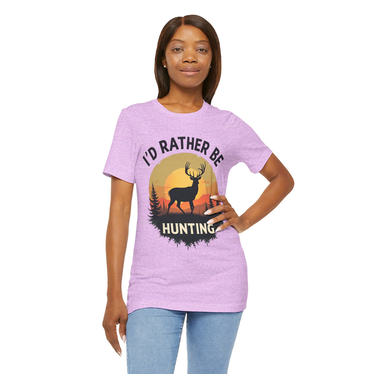 I'd Rather Be Hunting T‑Shirt — Deer Sunset Outdoor Hunting Tee