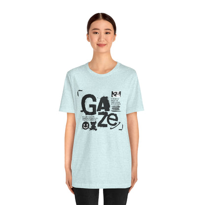 Gaze Typography Graphic Tee — Abstract Monochrome Text Art T-Shirt