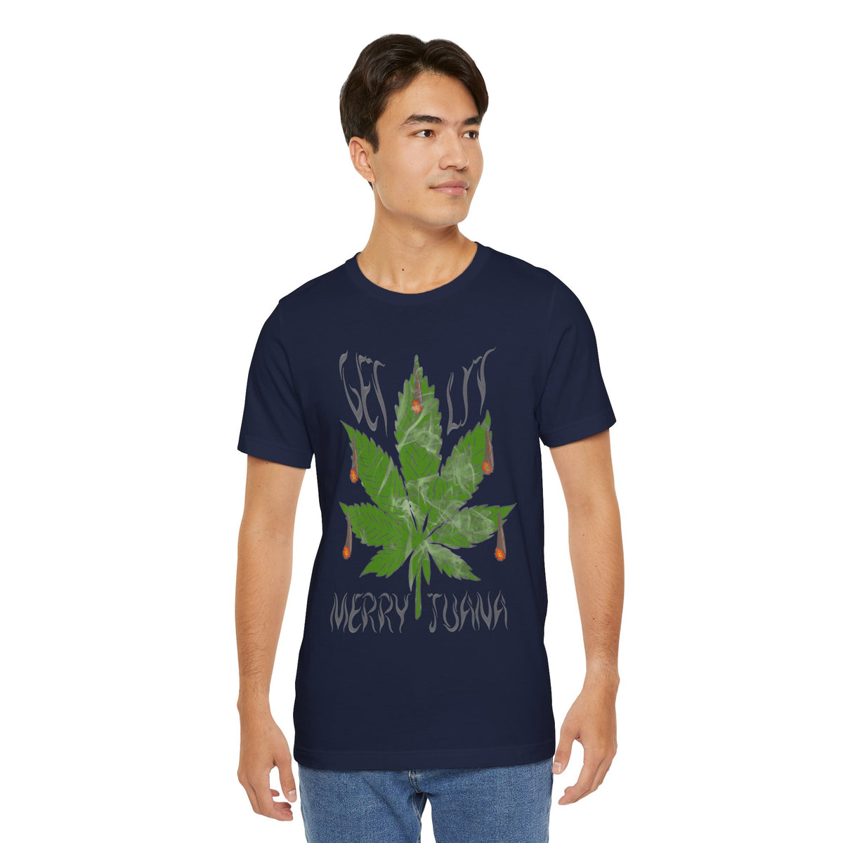 Merry Tijuana Cannabis Leaf Tee — 'Get Lit' Holiday Marijuana T-Shirt