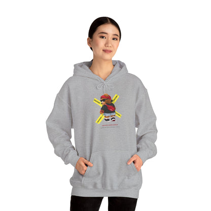 Hockey Bear Graphic Hoodie — 'Never Give Up' Cozy Skate Sweatshirt