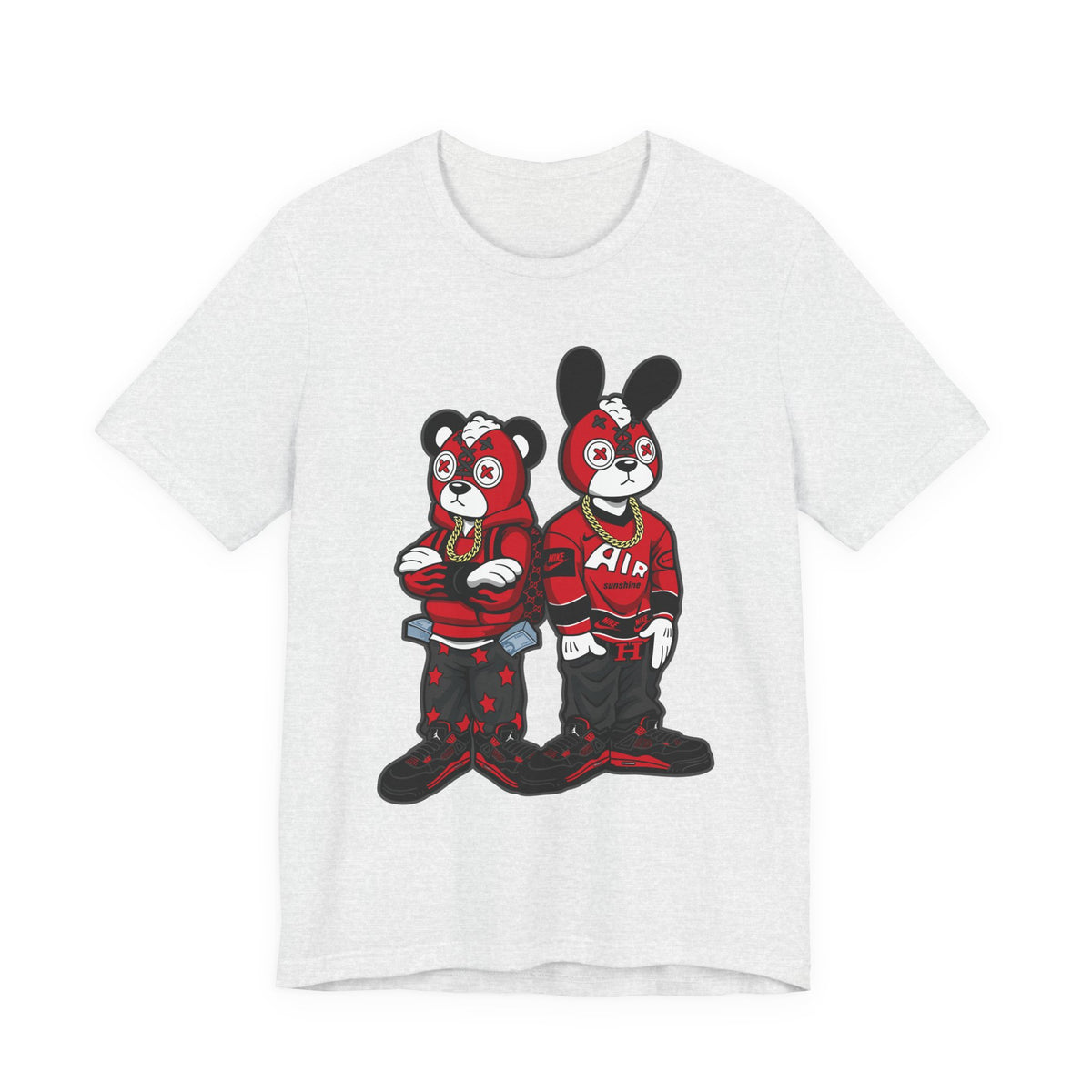Streetwear Cartoon Bear & Bunny Tee — Hip Hop Graphic T-Shirt