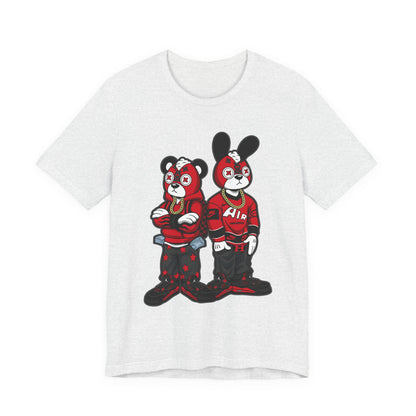 Streetwear Cartoon Bear & Bunny Tee — Hip Hop Graphic T-Shirt