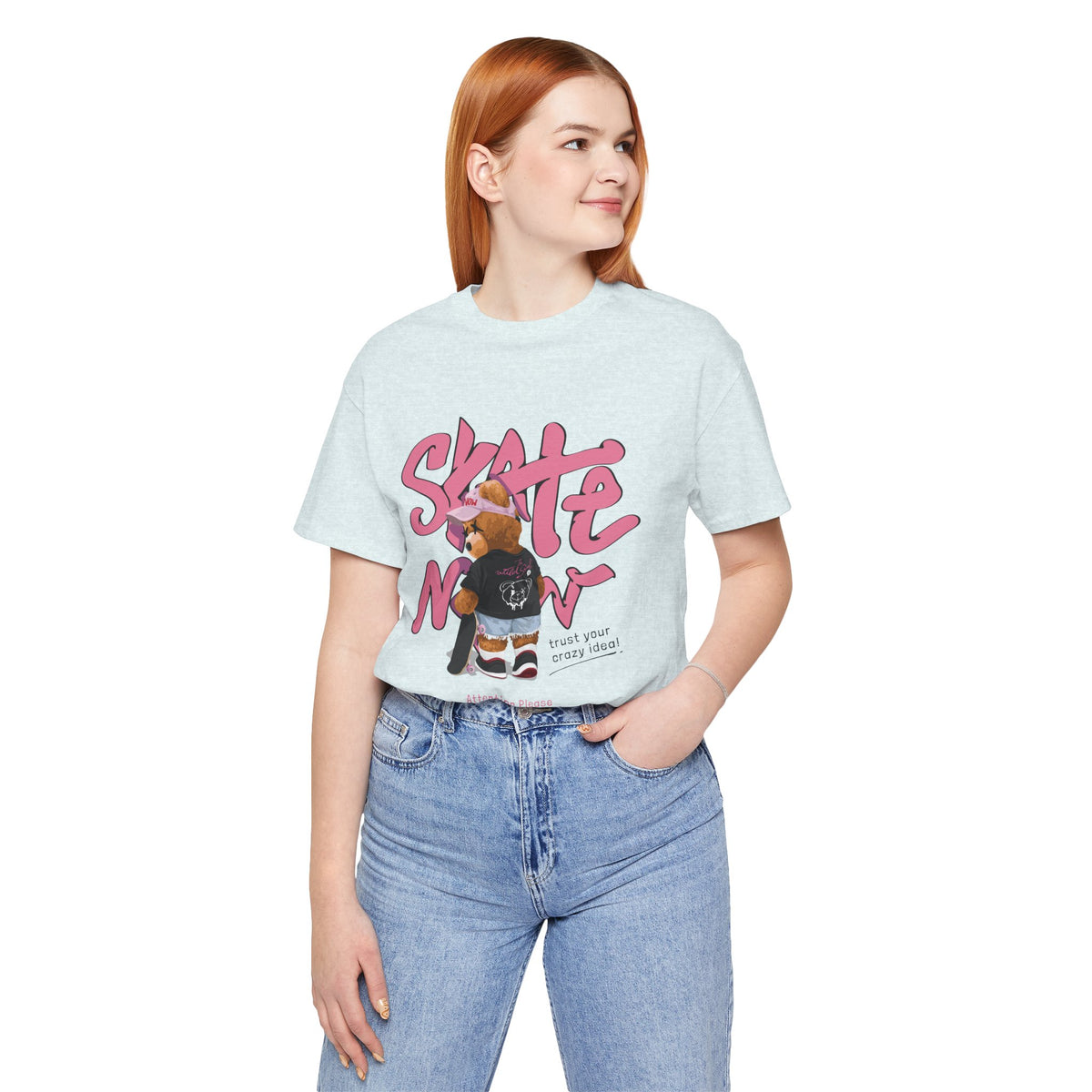 Skate Mom Bear Tee — Cute Pink Skateboard Graphic T-Shirt