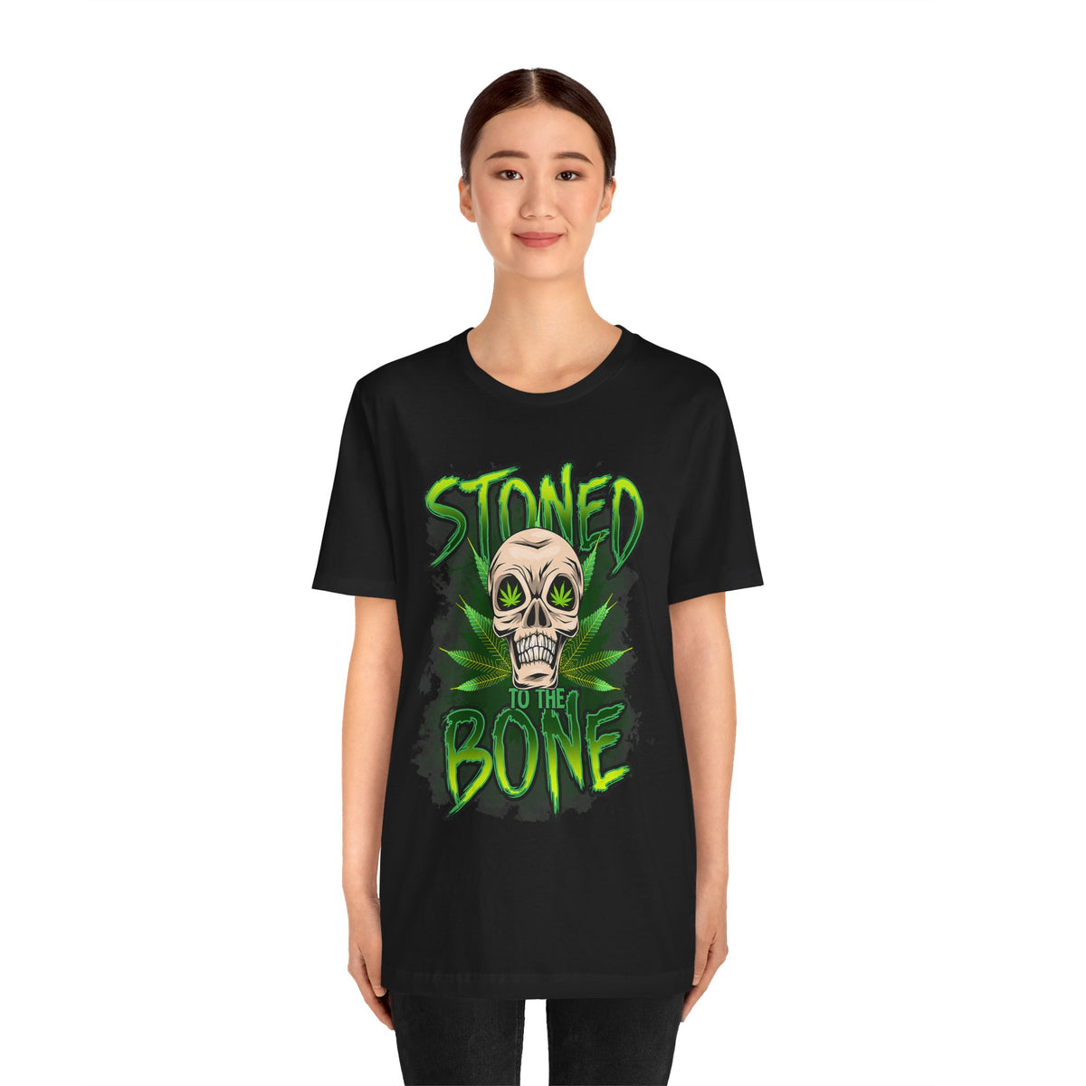 Stoned to the Bone Skull Tee — Cannabis Leaf Graphic T-Shirt