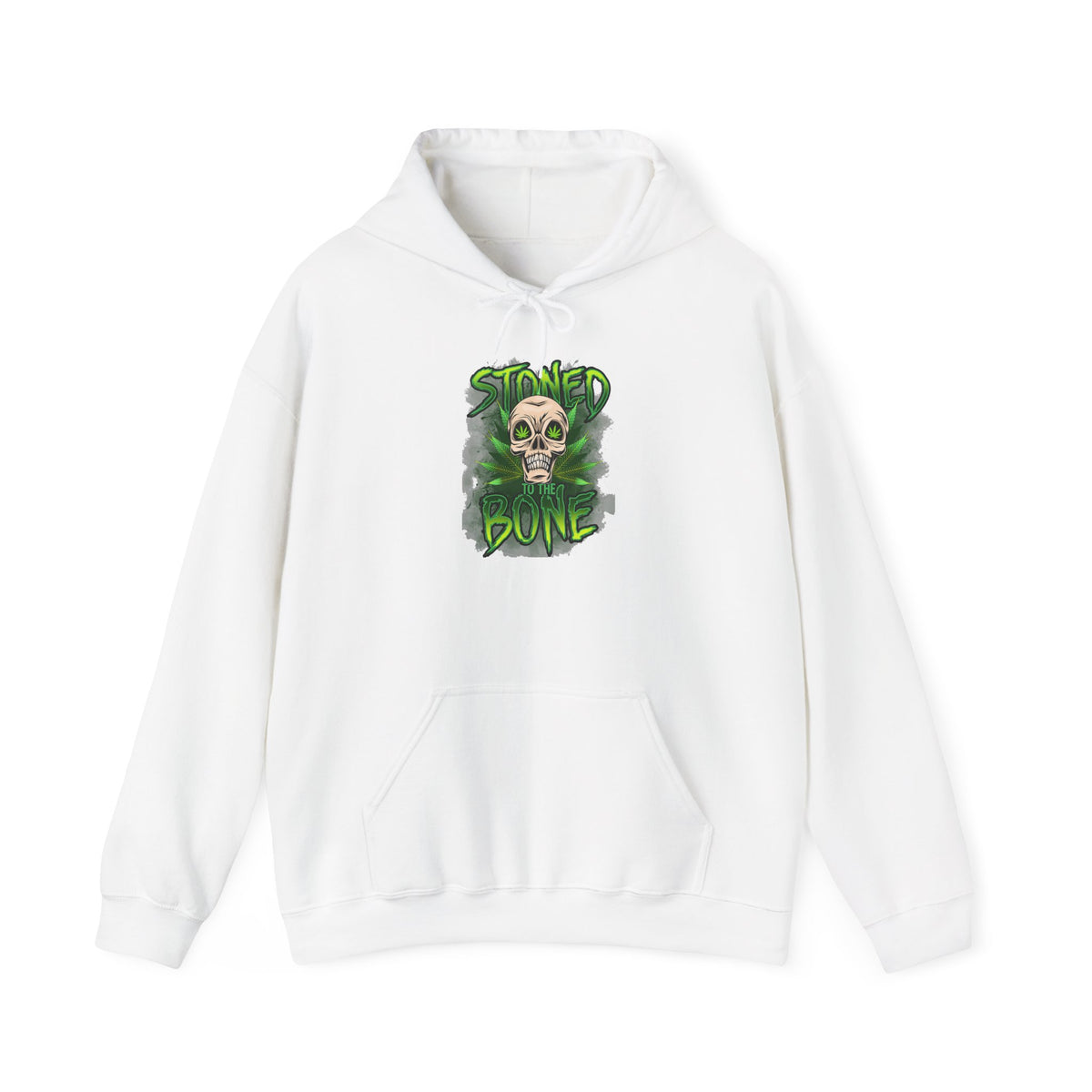 Skull 'Stoned Bone' Hoodie – Green Cannabis Skull Graphic Pullover