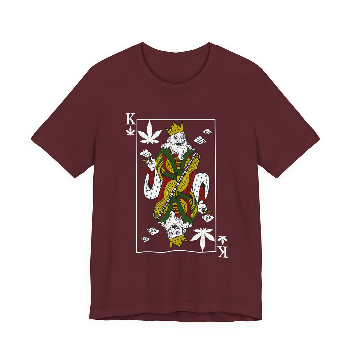 King of Leaves Graphic Tee — Playing Card Cannabis Design