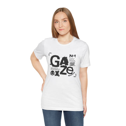 Gaze Typography Graphic Tee — Abstract Monochrome Text Art T-Shirt