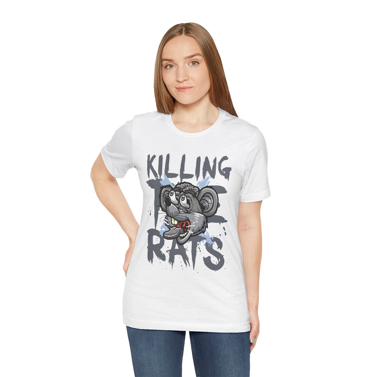 Killing Rats Graphic Tee – Edgy Cartoon Rat Skull Streetwear
