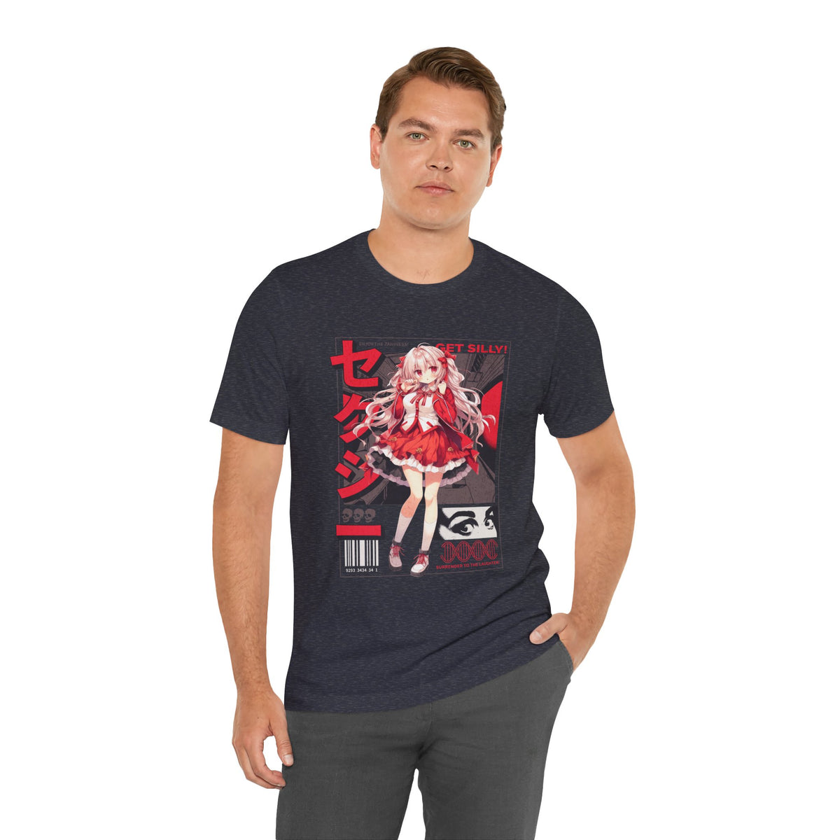Anime Girl Graphic Tee — "Get Silly!" Red Harajuku Style T-Shirt