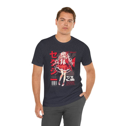 Anime Girl Graphic Tee — "Get Silly!" Red Harajuku Style T-Shirt