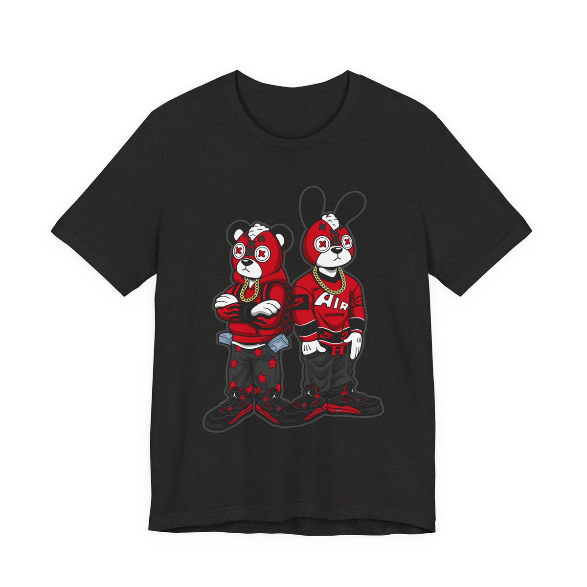 Streetwear Cartoon Bear & Bunny Tee — Hip Hop Graphic T-Shirt