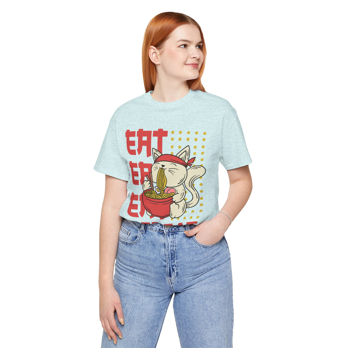 Ramen Cat Tee — "Eat Sleep Repeat" Cute Noodle Lover T-Shirt