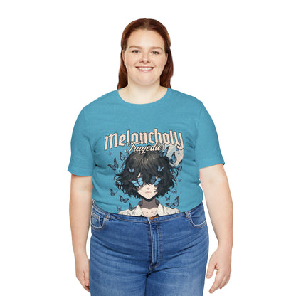 Melancholy Tragedia Anime Tee — Blue Butterflies Graphic T-Shirt