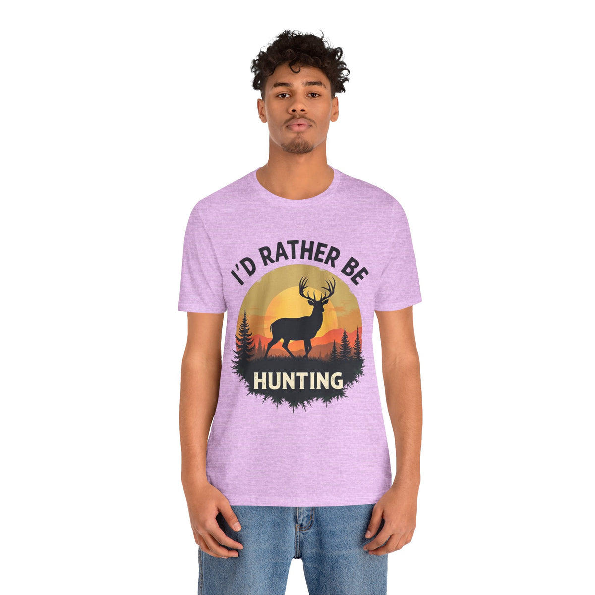 I'd Rather Be Hunting T‑Shirt — Deer Sunset Outdoor Hunting Tee