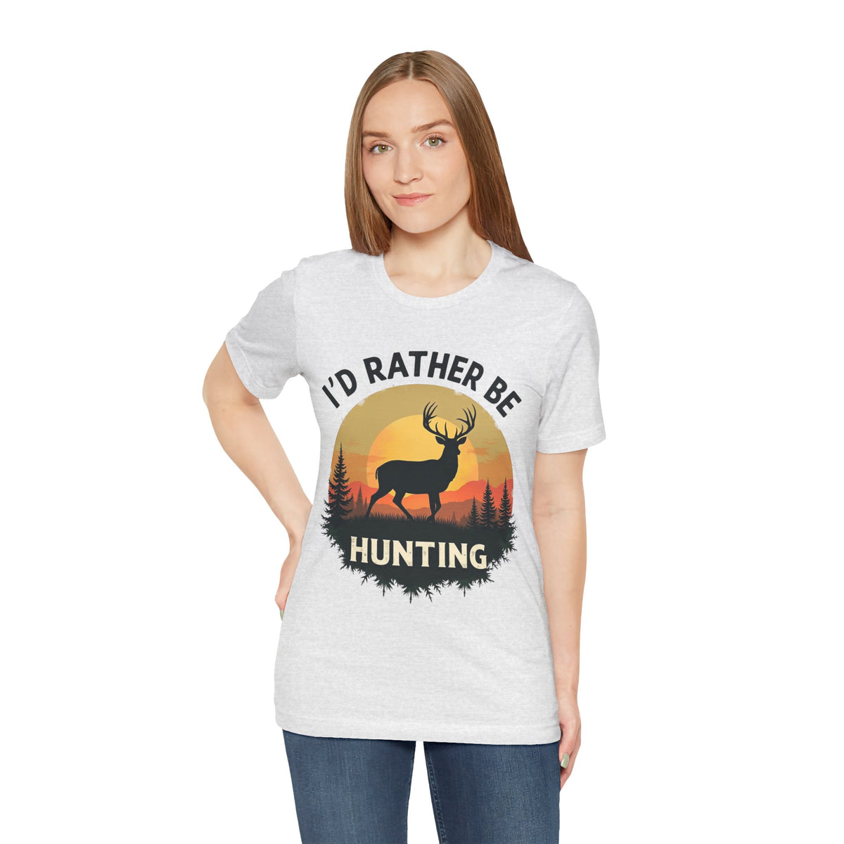 I'd Rather Be Hunting T‑Shirt — Deer Sunset Outdoor Hunting Tee