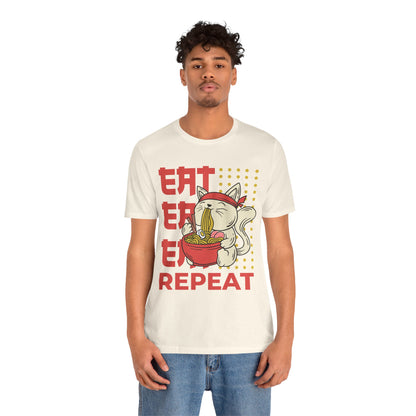 Ramen Cat Tee — "Eat Sleep Repeat" Cute Noodle Lover T-Shirt