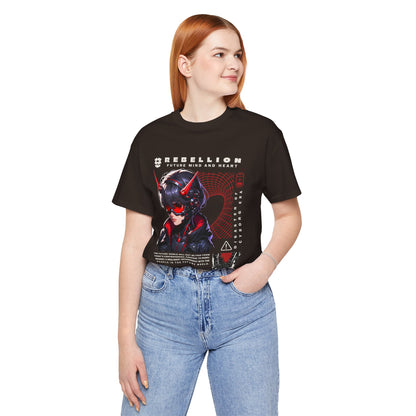 Anime Devil Girl Graphic Tee — "Rebellion" Cyberpunk Streetwear