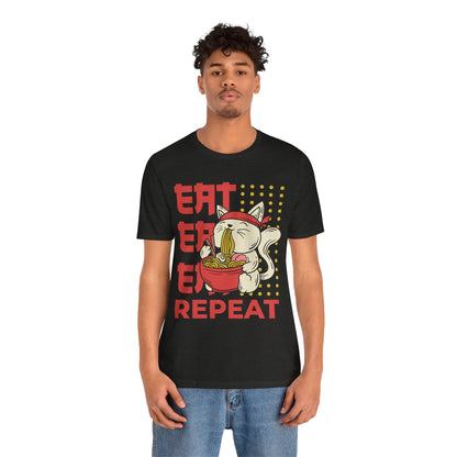 Ramen Cat Tee — "Eat Sleep Repeat" Cute Noodle Lover T-Shirt