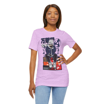 Anime Sneakerhead Tee — Sitting Character on Shoe Boxes with Japanese Text