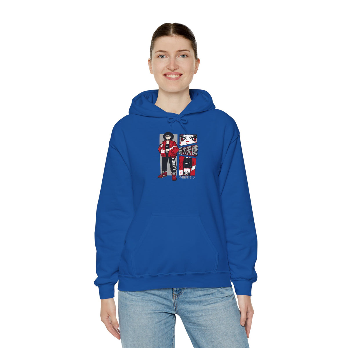 Anime Streetwear Red-Jacket Angel Hooded Sweatshirt