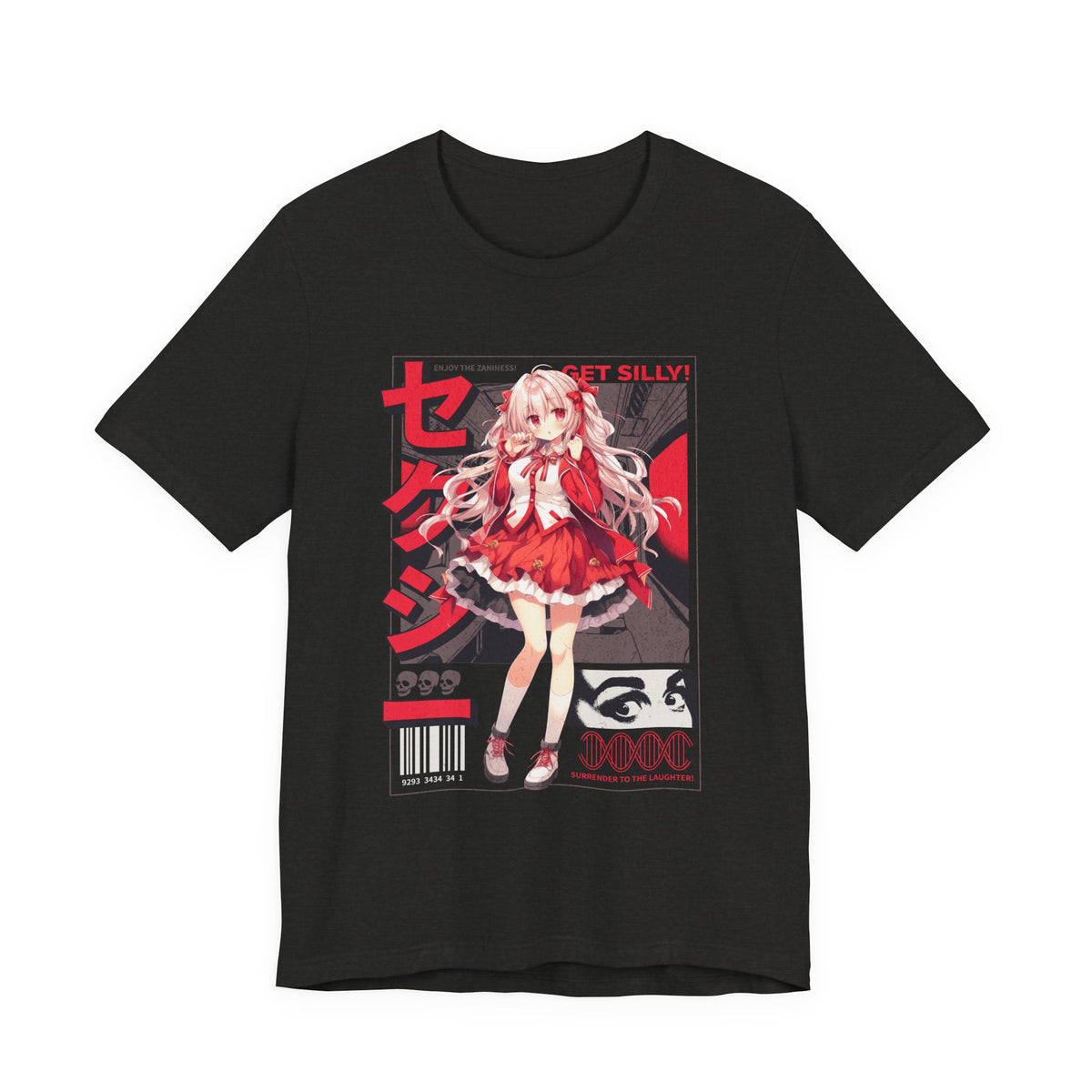 Anime Girl Graphic Tee — "Get Silly!" Red Harajuku Style T-Shirt