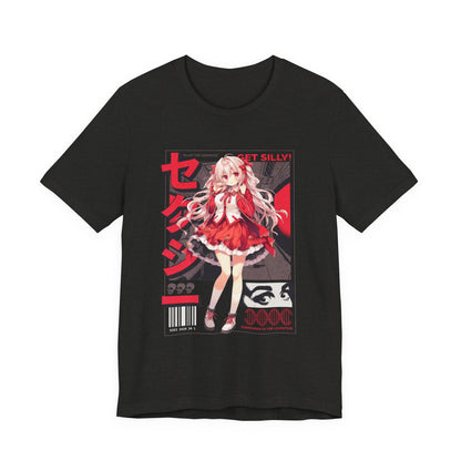Anime Girl Graphic Tee — "Get Silly!" Red Harajuku Style T-Shirt
