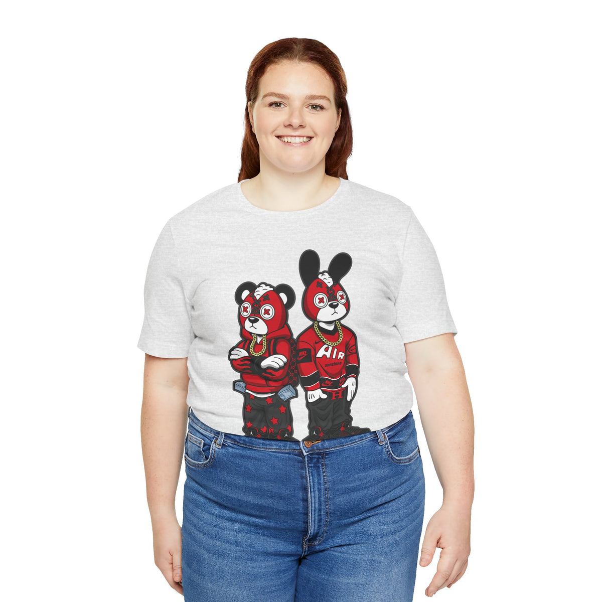Streetwear Cartoon Bear & Bunny Tee — Hip Hop Graphic T-Shirt