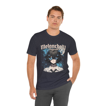 Melancholy Tragedia Anime Tee — Blue Butterflies Graphic T-Shirt