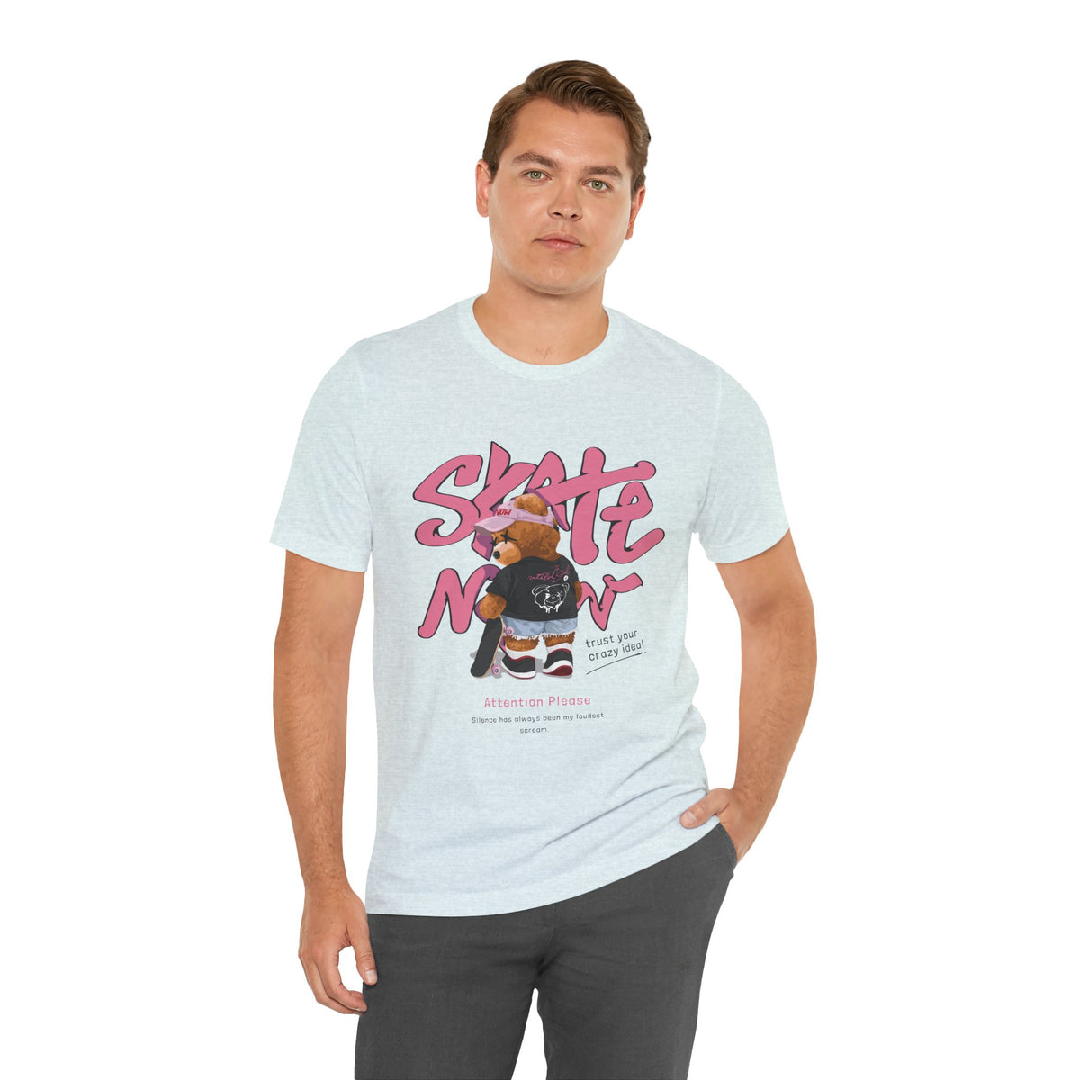 Skate Mom Bear Tee — Cute Pink Skateboard Graphic T-Shirt