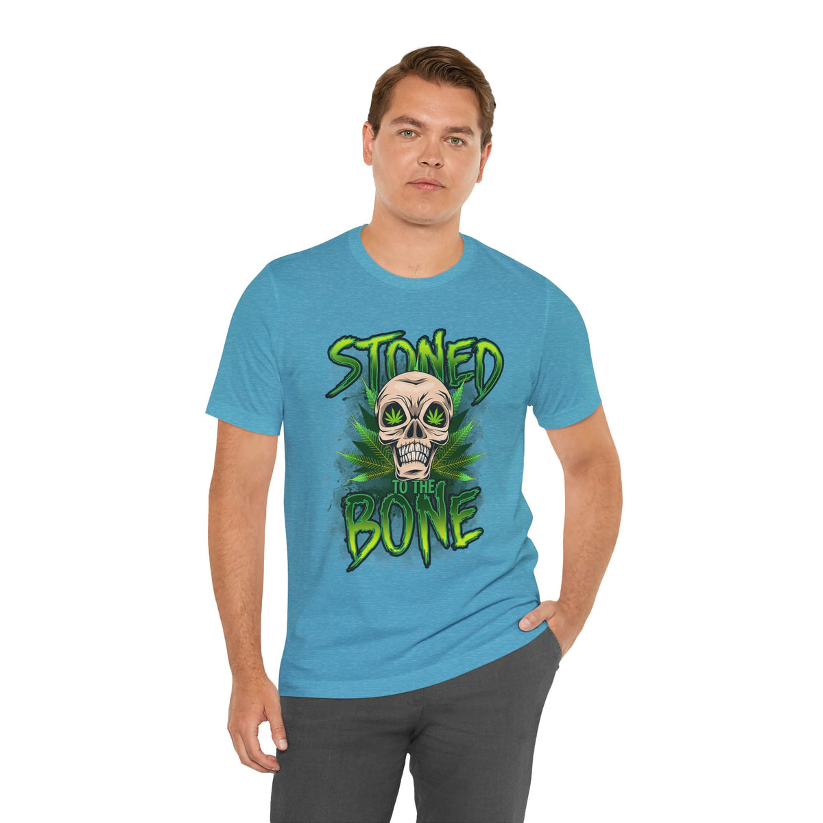 Stoned to the Bone Skull Tee — Cannabis Leaf Graphic T-Shirt