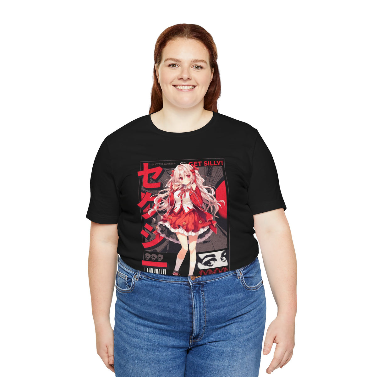 Anime Girl Graphic Tee — "Get Silly!" Red Harajuku Style T-Shirt