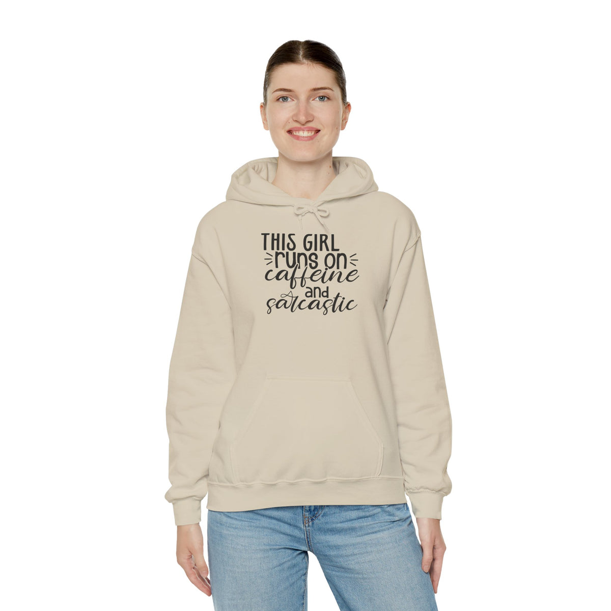 Sarcastic Caffeine Hoodie — "This Girl Runs on Caffeine and Sarcastic" Sweatshirt