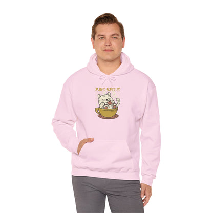 Cat Latte Hoodie - "Just Eat It" Cute Cat in Cup Sweatshirt