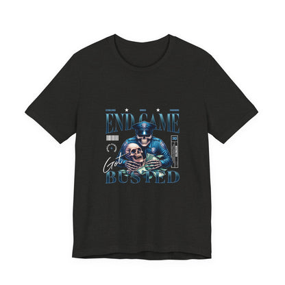 Endgame Got Busted Tee — Police Skull Graphic T-Shirt