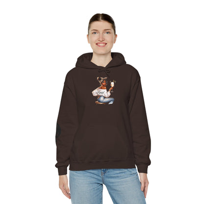 Cozy Chick Hoodie — Fashionable Woman Relaxing with Coffee Graphic Hooded Sweatshirt