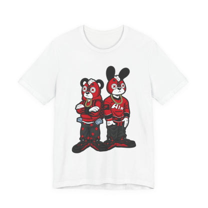 Streetwear Cartoon Bear & Bunny Tee — Hip Hop Graphic T-Shirt