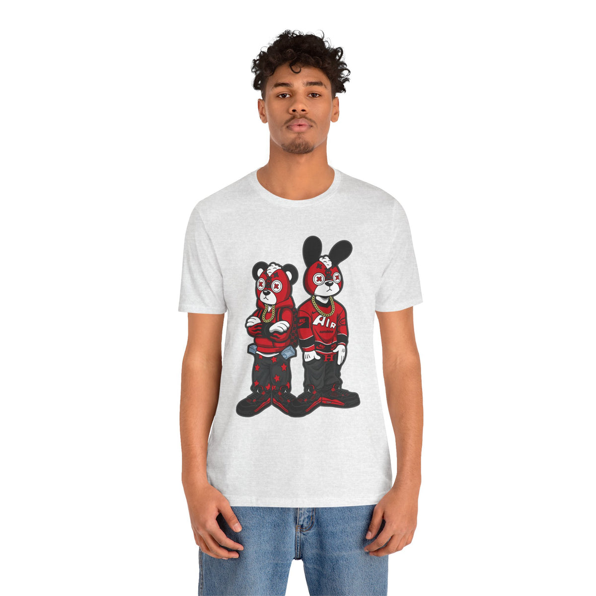Streetwear Cartoon Bear & Bunny Tee — Hip Hop Graphic T-Shirt
