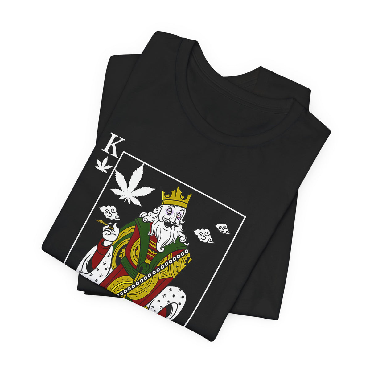 King of Leaves Graphic Tee — Playing Card Cannabis Design