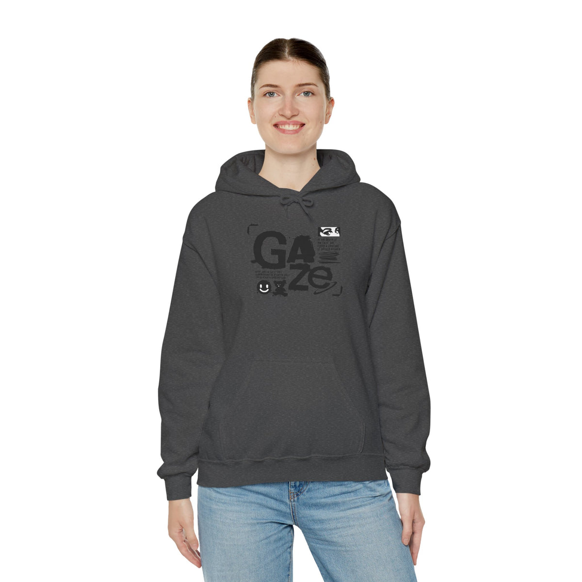 Gaze Graphic Hoodie — Distressed Text Urban Streetwear