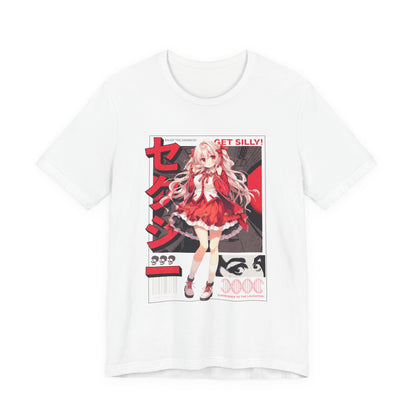 Anime Girl Graphic Tee — "Get Silly!" Red Harajuku Style T-Shirt