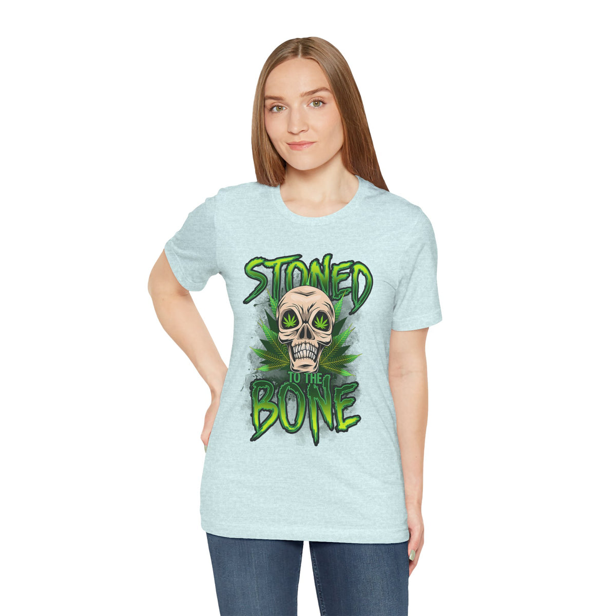 Stoned to the Bone Skull Tee — Cannabis Leaf Graphic T-Shirt
