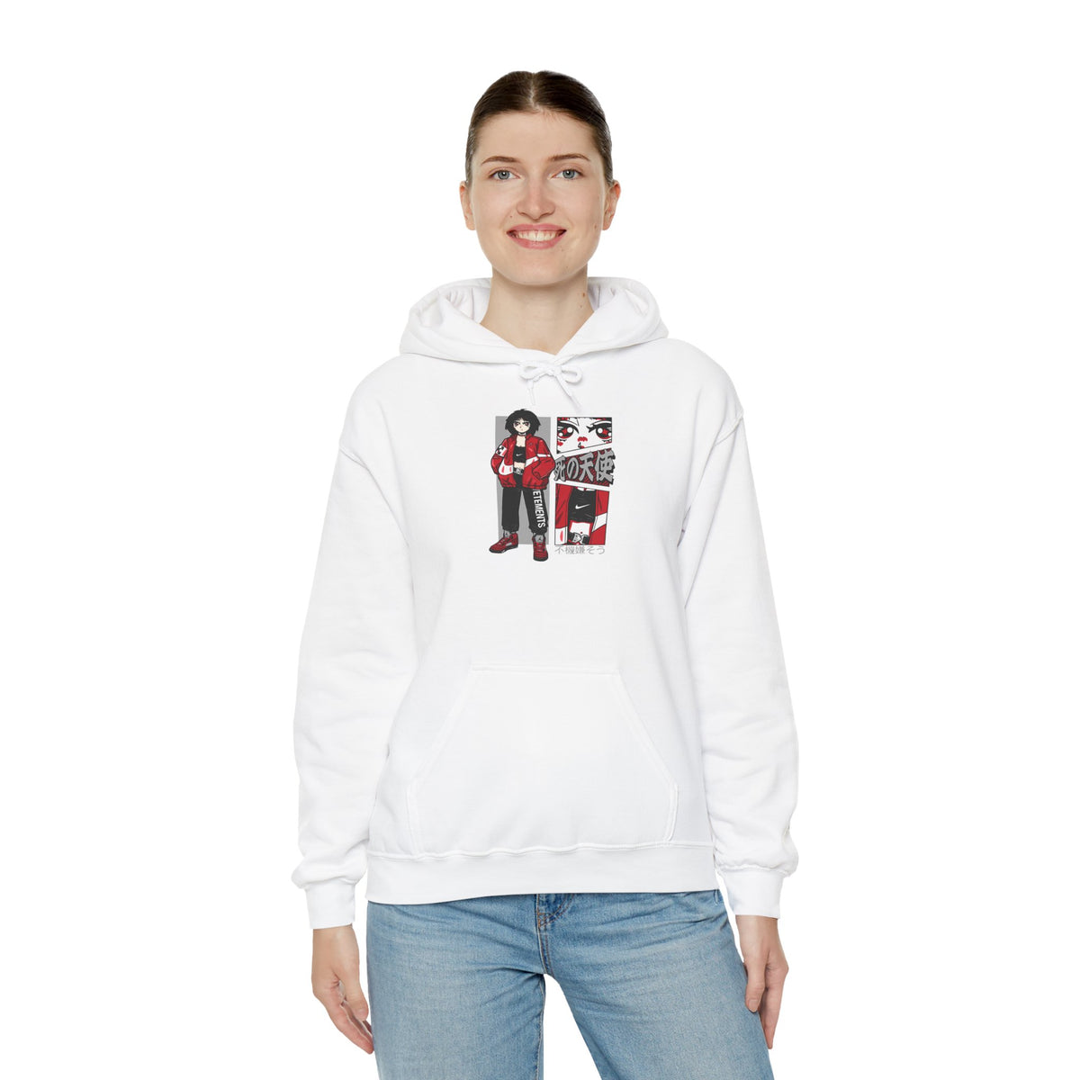 Anime Streetwear Red-Jacket Angel Hooded Sweatshirt