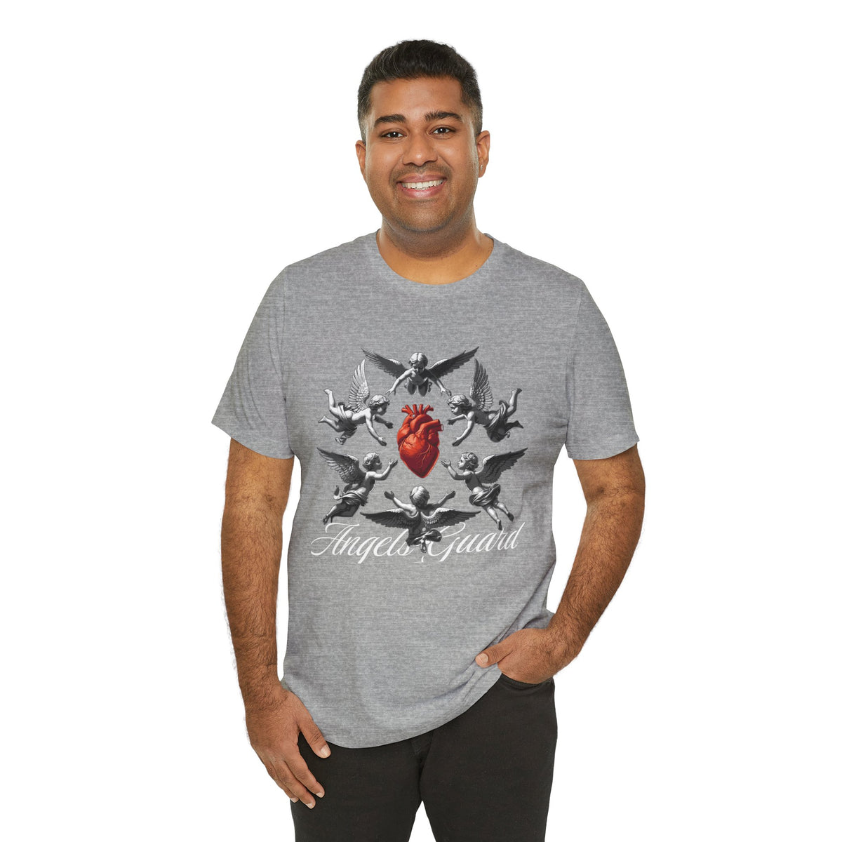 Angel Guard T‑Shirt — Sacred Heart & Cherub Graphic Tee