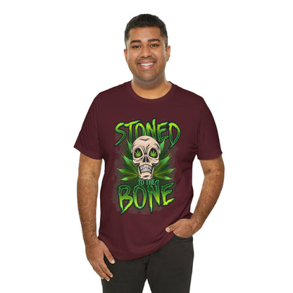 Stoned to the Bone Skull Tee — Cannabis Leaf Graphic T-Shirt
