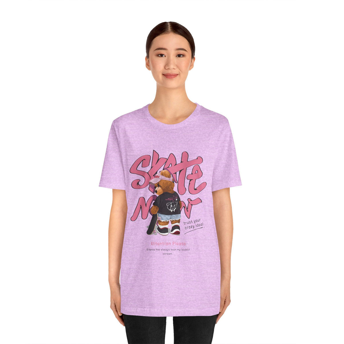Skate Mom Bear Tee — Cute Pink Skateboard Graphic T-Shirt